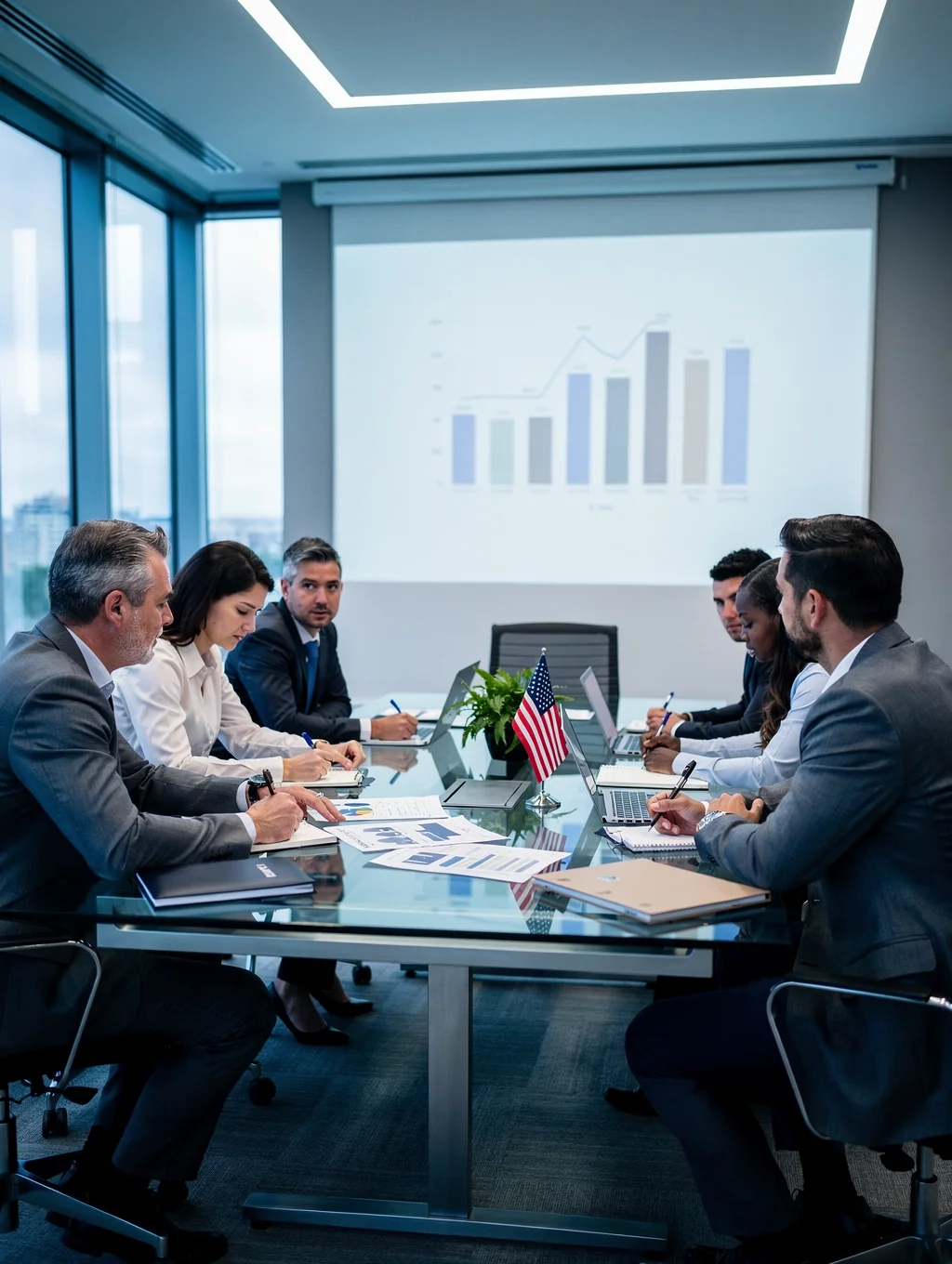 Strategic planning session on digital displays